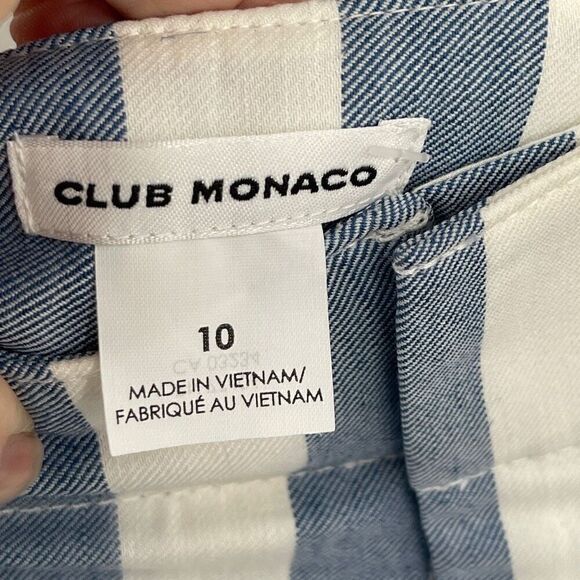 Club Monaco Blue White Stripes Amelee Crop Wide Leg Pants Size 10 NWT - Picture 3 of 8